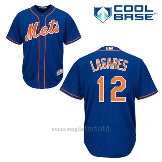 Maglia Baseball Uomo New York Mets Juan Lagares 12 Blu Alterner 1ªCool Base